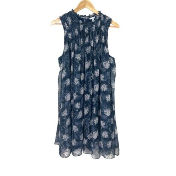 JOIE THELEN CHIFFON SWING SLEEVELESS DRESS IN BALTIC PRINT - Picture 1 of 8